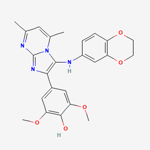 4-[3-(2,3-Dihydro-1,4-benzodioxin-6-ylamino)-5,7-dimethylimidazo[1,2-a]pyrimidin-2-yl]-2,6-dimethoxyphenol
