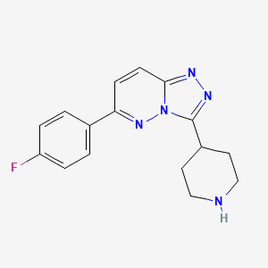 molecular formula C16H16FN5 B11813668 6-(4-Fluorophenyl)-3-(piperidin-4-yl)-[1,2,4]triazolo[4,3-b]pyridazine 