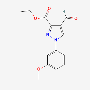 molecular formula C14H14N2O4 B11813919 Ethyl 4-formyl-1-(3-methoxyphenyl)-1H-pyrazole-3-carboxylate 