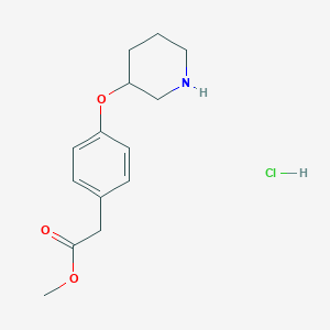 molecular formula C14H20ClNO3 B11813944 Methyl 2-[4-(piperidin-3-yloxy)phenyl]acetate hydrochloride 