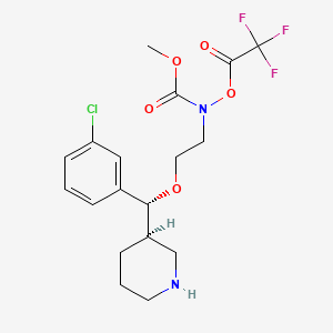 molecular formula C18H22ClF3N2O5 B11814093 [2-[(R)-(3-chlorophenyl)-[(3R)-piperidin-3-yl]methoxy]ethyl-methoxycarbonylamino] 2,2,2-trifluoroacetate 