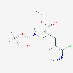 molecular formula C16H23ClN2O4 B11814163 Ethyl 3-((tert-butoxycarbonyl)amino)-2-((2-chloropyridin-3-yl)methyl)propanoate 