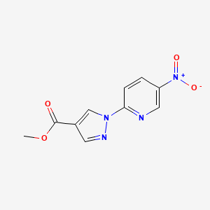 molecular formula C10H8N4O4 B11814241 methyl 1-(5-nitropyridin-2-yl)-1H-pyrazole-4-carboxylate 