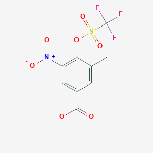 molecular formula C10H8F3NO7S B11814453 Methyl 3-methyl-5-nitro-4-(((trifluoromethyl)sulfonyl)oxy)benzoate 