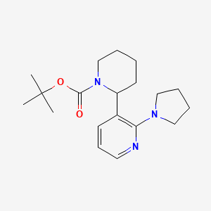 molecular formula C19H29N3O2 B11814459 tert-Butyl 2-(2-(pyrrolidin-1-yl)pyridin-3-yl)piperidine-1-carboxylate 