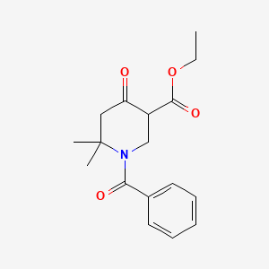 molecular formula C17H21NO4 B11814564 Ethyl 1-benzoyl-6,6-dimethyl-4-oxopiperidine-3-carboxylate 