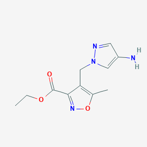 molecular formula C11H14N4O3 B11814821 Ethyl 4-((4-amino-1H-pyrazol-1-yl)methyl)-5-methylisoxazole-3-carboxylate 