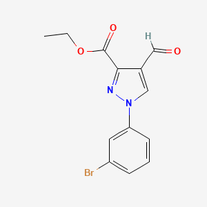 molecular formula C13H11BrN2O3 B11814830 Ethyl 1-(3-bromophenyl)-4-formyl-1H-pyrazole-3-carboxylate 