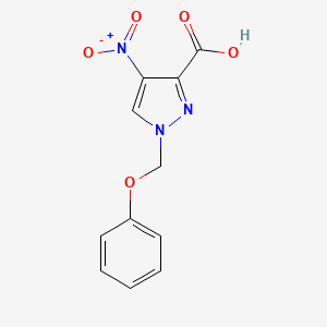 molecular formula C11H9N3O5 B11814857 4-Nitro-1-(phenoxymethyl)-1H-pyrazole-3-carboxylic acid 
