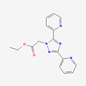 molecular formula C16H15N5O2 B11814937 Ethyl 2-(3,5-di(pyridin-2-yl)-1H-1,2,4-triazol-1-yl)acetate 