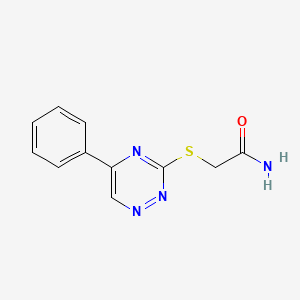 molecular formula C11H10N4OS B11814966 2-((5-Phenyl-1,2,4-triazin-3-yl)thio)acetamide 