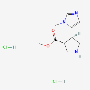 molecular formula C10H17Cl2N3O2 B11815038 rac-methyl (3R,4R)-4-(1-methyl-1H-imidazol-5-yl)pyrrolidine-3-carboxylate dihydrochloride 