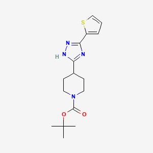 molecular formula C16H22N4O2S B11815063 tert-Butyl 4-(3-(thiophen-2-yl)-1H-1,2,4-triazol-5-yl)piperidine-1-carboxylate 