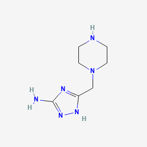 molecular formula C7H14N6 B11815142 5-(Piperazin-1-ylmethyl)-4H-1,2,4-triazol-3-amine 