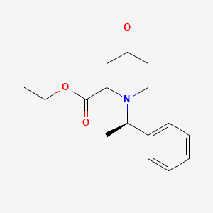 molecular formula C16H21NO3 B11815337 ethyl 4-oxo-1-[(1R)-1-phenylethyl]piperidine-2-carboxylate 