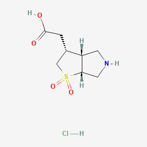 molecular formula C8H14ClNO4S B11815436 rac-2-[(3R,3aR,6aR)-1,1-dioxo-hexahydro-2H-1lambda6-thieno[2,3-c]pyrrol-3-yl]acetic acid hydrochloride 