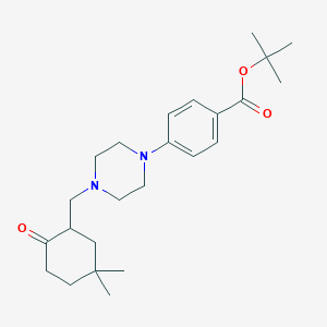 molecular formula C24H36N2O3 B11815732 Tert-butyl 4-(4-((5,5-dimethyl-2-oxocyclohexyl)methyl)piperazin-1-YL)benzoate CAS No. 1044598-92-6