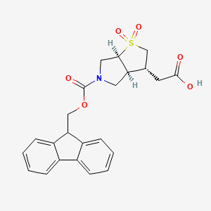 molecular formula C23H23NO6S B11815775 rac-2-[(3R,3aS,6aS)-5-{[(9H-fluoren-9-yl)methoxy]carbonyl}-1,1-dioxo-hexahydro-2H-1lambda6-thieno[2,3-c]pyrrol-3-yl]acetic acid 