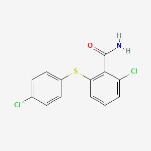molecular formula C13H9Cl2NOS B11815808 2-Chloro-6-[(4-chlorophenyl)sulfanyl]benzamide 