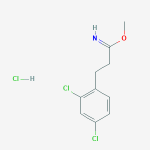 molecular formula C10H12Cl3NO B11815890 Methyl 3-(2,4-dichlorophenyl)propanimidate hydrochloride 