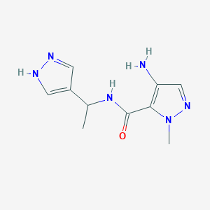 molecular formula C10H14N6O B11815955 N-(1-(1H-Pyrazol-4-yl)ethyl)-4-amino-1-methyl-1H-pyrazole-5-carboxamide 