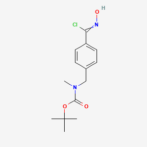 molecular formula C14H19ClN2O3 B11815962 Carbamic acid, N-[[4-[chloro(hydroxyimino)methyl]phenyl]methyl]-N-methyl-, 1,1-dimethylethyl ester 