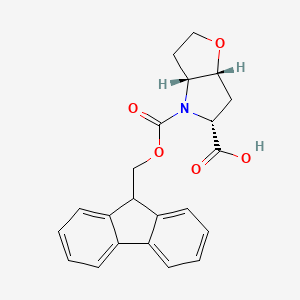 molecular formula C22H21NO5 B11816143 rac-(3aR,5R,6aR)-4-{[(9H-fluoren-9-yl)methoxy]carbonyl}-hexahydro-2H-furo[3,2-b]pyrrole-5-carboxylic acid 