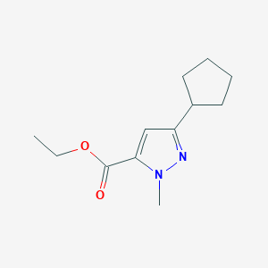 molecular formula C12H18N2O2 B11816144 Ethyl 3-cyclopentyl-1-methyl-1H-pyrazole-5-carboxylate CAS No. 1033443-99-0