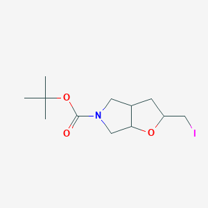 molecular formula C12H20INO3 B11816186 tert-butyl2-(iodomethyl)-hexahydro-2H-furo[2,3-c]pyrrole-5-carboxylate,Mixtureofdiastereomers 
