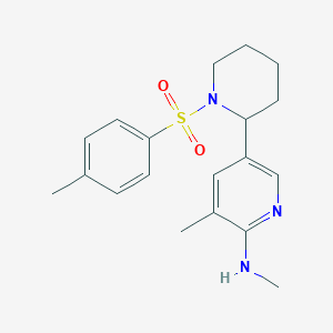 molecular formula C19H25N3O2S B11816238 N,3-Dimethyl-5-(1-tosylpiperidin-2-yl)pyridin-2-amine 