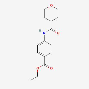 molecular formula C15H19NO4 B11816256 ethyl 4-(tetrahydro-2H-pyran-4-carboxamido)benzoate 