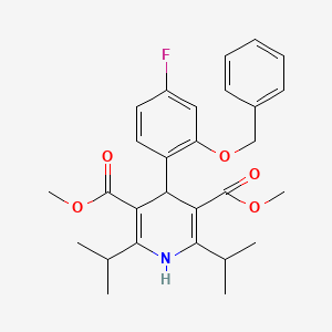 molecular formula C28H32FNO5 B11816340 Dimethyl 4-(2-(benzyloxy)-4-fluorophenyl)-2,6-diisopropyl-1,4-dihydropyridine-3,5-dicarboxylate 