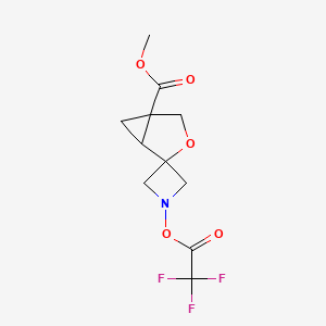 molecular formula C11H12F3NO5 B11816500 Methyl 1'-(2,2,2-trifluoroacetyl)oxyspiro[3-oxabicyclo[3.1.0]hexane-4,3'-azetidine]-1-carboxylate 