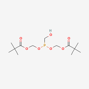 molecular formula C13H25O7P B11816675 Propanoic acid, 2,2-dimethyl-, 1,1'-[[(hydroxymethyl)phosphinylidene]bis(oxymethylene)] ester 