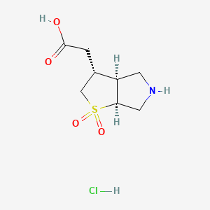 molecular formula C8H14ClNO4S B11816768 rac-2-[(3R,3aS,6aS)-1,1-dioxo-hexahydro-2H-1lambda6-thieno[2,3-c]pyrrol-3-yl]acetic acid hydrochloride 