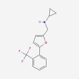 molecular formula C15H14F3NO B11817406 N-((5-(2-(Trifluoromethyl)phenyl)furan-2-yl)methyl)cyclopropanamine 