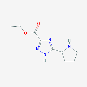 molecular formula C9H14N4O2 B11817675 ethyl 3-(pyrrolidin-2-yl)-1H-1,2,4-triazole-5-carboxylate 