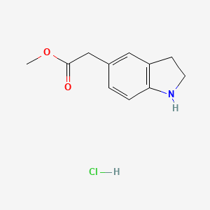 molecular formula C11H14ClNO2 B11817717 Methyl 2-(2,3-dihydro-1H-indol-5-yl)acetate hydrochloride 