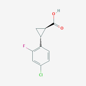 molecular formula C10H8ClFO2 B11817751 trans-2-(4-Chloro-2-fluorophenyl)cyclopropane-1-carboxylic acid 