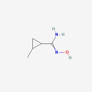 molecular formula C5H10N2O B11818343 N'-hydroxy-2-methylcyclopropane-1-carboximidamide 