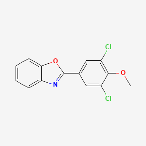 molecular formula C14H9Cl2NO2 B11818604 2-(3,5-Dichloro-4-methoxyphenyl)benzo[d]oxazole 