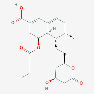 molecular formula C25H36O7 B118190 (4S,4aR,5S,6S)-4-(2,2-dimethylbutanoyloxy)-5-[2-[(2R,4R)-4-hydroxy-6-oxooxan-2-yl]ethyl]-6-methyl-3,4,4a,5,6,7-hexahydronaphthalene-2-carboxylic acid CAS No. 125206-31-7