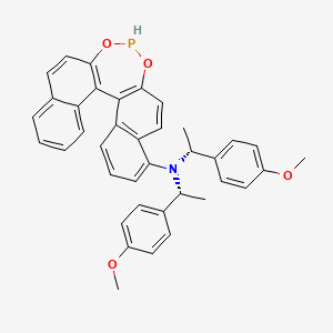 molecular formula C38H34NO4P B11819054 N,N-bis[(1R)-1-(4-methoxyphenyl)ethyl]-12,14-dioxa-13-phosphapentacyclo[13.8.0.02,11.03,8.018,23]tricosa-1(15),2(11),3(8),4,6,9,16,18,20,22-decaen-7-amine 
