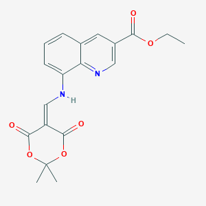 molecular formula C19H18N2O6 B11819156 Ethyl 8-((2,2-dimethyl-4,6-dioxo-1,3-dioxan-5-ylidene)methylamino)quinoline-3-carboxylate 