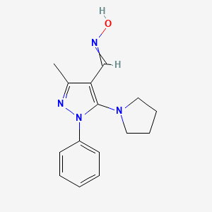 molecular formula C15H18N4O B11819448 N-[(3-methyl-1-phenyl-5-pyrrolidin-1-ylpyrazol-4-yl)methylidene]hydroxylamine 
