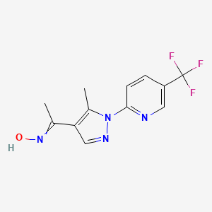 molecular formula C12H11F3N4O B11819494 N-[1-[5-methyl-1-[5-(trifluoromethyl)pyridin-2-yl]pyrazol-4-yl]ethylidene]hydroxylamine 