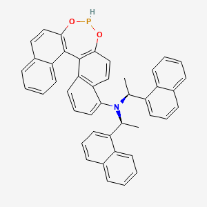 molecular formula C44H34NO2P B11819661 N,N-bis[(1S)-1-naphthalen-1-ylethyl]-12,14-dioxa-13-phosphapentacyclo[13.8.0.02,11.03,8.018,23]tricosa-1(15),2(11),3(8),4,6,9,16,18,20,22-decaen-7-amine 