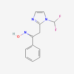molecular formula C12H11F2N3O B11819801 N-[2-[1-(difluoromethyl)imidazol-2-yl]-1-phenylethylidene]hydroxylamine 