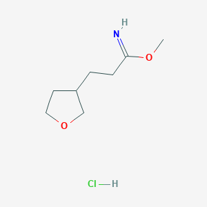 molecular formula C8H16ClNO2 B11820038 Methyl 3-(tetrahydrofuran-3-yl)propanimidate hydrochloride 