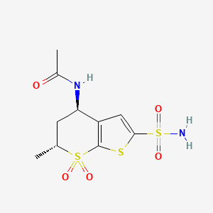 molecular formula C10H14N2O5S3 B11820057 Acetamide, N-[(4R,6R)-2-(aminosulfonyl)-5,6-dihydro-6-methyl-7,7-dioxido-4H-thieno[2,3-b]thiopyran-4-yl]-, rel- 